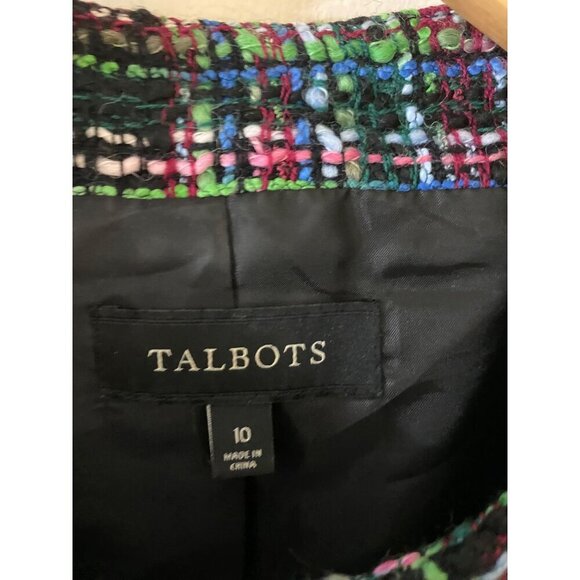 Talbots Women's Tweed Classic Wool Blend Button Front Crop Jacket - 10 - Picture 2 of 14